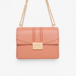 Charles Keith Chain Flap Shoulder Bag Grapefruit